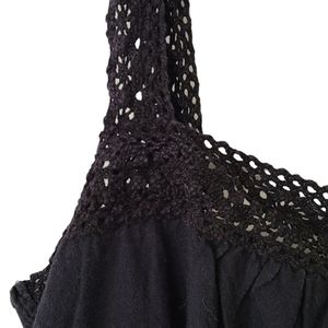Banana Republic Factory Black Flowy Boho Crochet top Tank Size Large